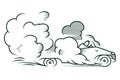 Stock illustration. Auto quickly riding in a cloud of dust