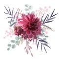 Stock illustration. Beautiful image with watercolor gentle blooming flowers