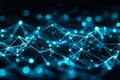Stock illustration of blue digital technology background with dots and lines. Idea for neural network, cybersecurity Royalty Free Stock Photo