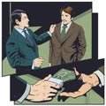 Businessman taking bribe. Money from hand to hand