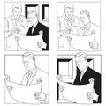 Stock illustration. Businessmen with the project in hand