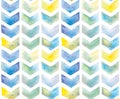 Stock illustration chevron seamless pattern. watercolor zigzag chevron ornament isolated on white background. Bright colors blue a Royalty Free Stock Photo