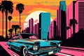 Californian Pop Art Cityscape: Vibrant and Retro, generativa ai