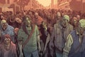 Surviving the Zombie Apocalypse: Cityscape Crowded with Zombies, Generative AI