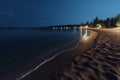 Serene Nighttime Scene of a Superior Sandy Beach, Generative AI Royalty Free Stock Photo