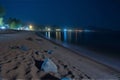 Serene Nighttime Scene of a Superior Sandy Beach, Generative AI Royalty Free Stock Photo