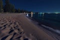 Serene Nighttime Scene of a Superior Sandy Beach, Generative AI Royalty Free Stock Photo