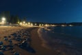 Serene Nighttime Scene of a Superior Sandy Beach, Generative AI Royalty Free Stock Photo