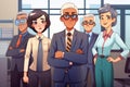 Anime-style Business Diversity Team Ready for Work, Generative AI