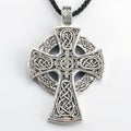 Elegant Silver Celtic Cross Pendant on White Background, Generative AI