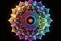 Vibrant Neon Mandala for Yoga, Meditation and Zen, generative ai