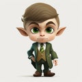 Adorable Business Elf Character Illustration on White Background, generative ai