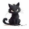 Adorable and Hilarious Black Cat Cartoon on White Background, Generative AI