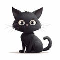 Adorable and Hilarious Black Cat Cartoon on White Background, Generative AI