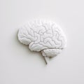 Minimalist White Brain on Empty Background: Clean and Simple Concept, generative ai