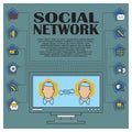 Stock illustration. Flat infographic. Social network