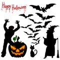 Stock Illustration Halloween Holiday, Vampire, pumpkin and witc Royalty Free Stock Photo