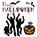 Stock Illustration Halloween Holiday, Vampires and pumpkin, si