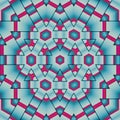 Native indian ornament, 3d hexagonal mandala background design illustration in pink and greenish blue