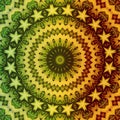 Native indian ornament, peace yellow and green mandala background