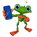 Stock Illustration Robot Frog and Smartphone