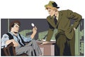 Talking retro detectives. Stock illustration