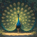 Elegant Peacock in Top Hat - Stock Image Royalty Free Stock Photo