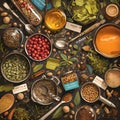 Fresh Flavors: Aromatic Spices and Herbs Royalty Free Stock Photo