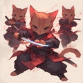 Fierce Feline Ninja - Stock Image