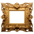 Antique Picture Frame: Isolated on White with Transparent Clipping Mask for Your Creative Designs Royalty Free Stock Photo