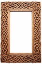 Intricate Celtic Pattern Wood Frame - Isolated on White Background