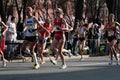 Stock image of People running in city marathon