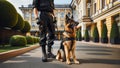 Duty Calls: German Shepherd with Police Handler on Secure Patrol