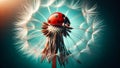 Dandelion Dance: A Ladybug\'s Delicate Perch on a Seed Parachute