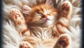 Paws Up for Naptime: Adorable Ginger Kitten Sleeping Peacefully