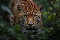 A jaguar looking forward with intense focus Royalty Free Stock Photo