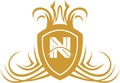 Stock logo gold shield letter N protection