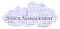 Stock Management word cloud, made with text only.