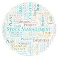 Stock Management word cloud, made with text only.