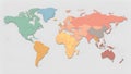 Multicolored world map depicting continents in different shades Royalty Free Stock Photo