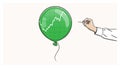 Stock market bubble vector illustration. Balloon with stock market