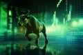 Stock Market Bull Market Trading Up Trend Graph Green Background