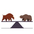Stock market bulls and bears battle metaphor Royalty Free Stock Photo