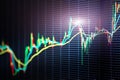 Stock market candles bars graph, selective focus Royalty Free Stock Photo