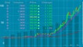 Stock market chart on blue background. Financial and investment ideas