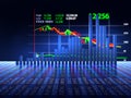 Stock market chart on reflective surface 3dillustration