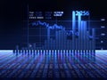 Stock market chart on reflective surface 3dillustration