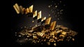 Stock Market Collapse Concept with Silver and Gold Bars. Digital visualization of a stock market collapse, with silver Royalty Free Stock Photo