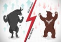 Stock market concept bull and bear Royalty Free Stock Photo