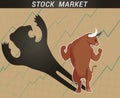 Stock market concept bull and bear shadow